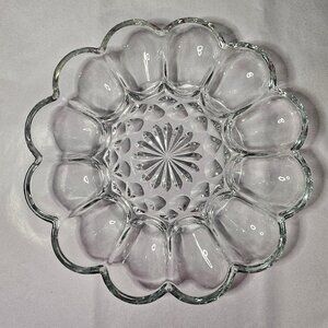 Vintage Clear Anchor Hocking Egg Platter Deviled Egg Plate Excellent Condition